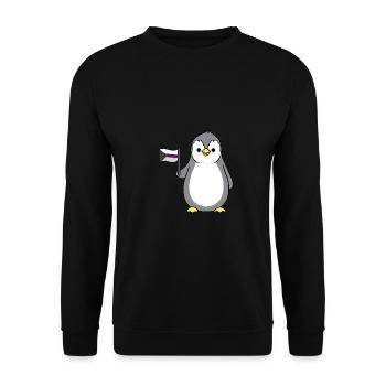 Pinguin Demisexual Pride Flagge - Unisex Pullover - Schwarz - Vorne - Alina (178cm) & Michal (187cm)