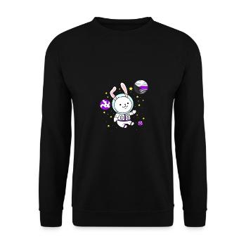 Demisexueller Hase im All Demisexual Pride - Unisex Pullover - Schwarz - Vorne - Alina (178cm) & Michal (187cm)