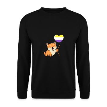 Shiba Inu Nonbinary Pride Balloon Nonbinary Pride - Unisex Sweatshirt - black - Front - Alina (178cm) & Michal (187cm)