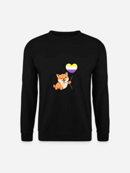 Shiba Inu Nonbinary Pride Ballon Nonbinary Pride - Unisex Pullover - Schwarz