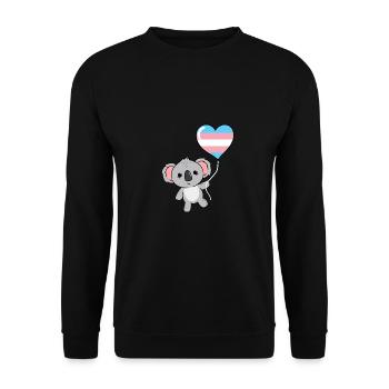 Koala Herzballon Trans Pride - Unisex Pullover - Schwarz - Vorne - Alina (178cm) & Michal (187cm)