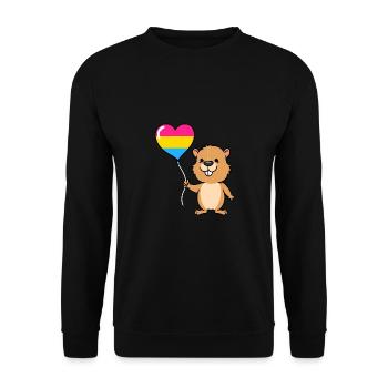 Biber Herzballon Pan Pride - Unisex Pullover - Schwarz - Vorne - Alina (178cm) & Michal (187cm)