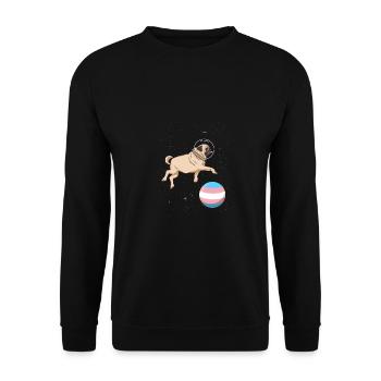 Pug in space Trans Pride - Unisex Sweatshirt - black - Front - Alina (178cm) & Michal (187cm)