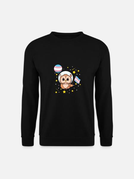 Eule im Weltraum Trans Pride - Unisex Pullover - Schwarz