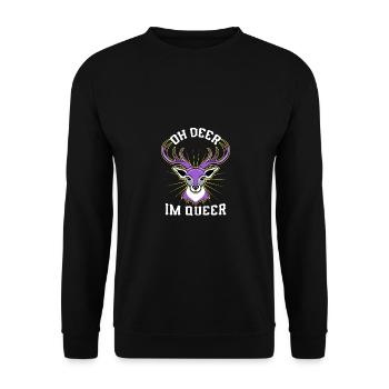 Oh Deer at Queer Nonbinary Pride - Unisex Sweatshirt - black - Front - Alina (178cm) & Michal (187cm)