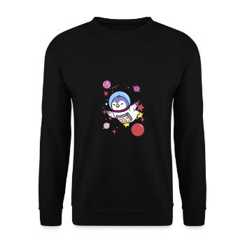 Lesbischer Pinguin im Weltraum Lesbian Pride - Unisex Pullover - Schwarz - Vorne - Alina (178cm) & Michal (187cm)