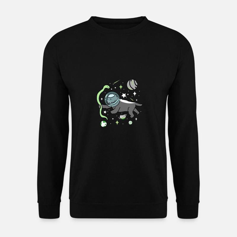 Aromantischer Honigdachs im Weltraum - Unisex Pullover - Schwarz
