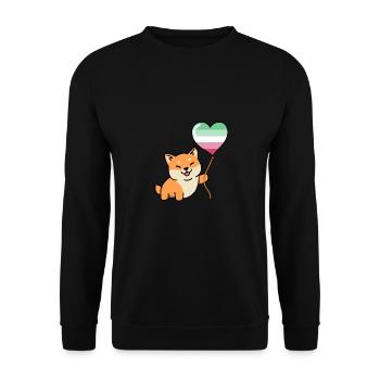 Shiba Inu Abrosexual Pride Balloon - Unisex Sweatshirt - black - Front - Alina (178cm) & Michal (187cm)