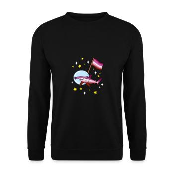 Lesbischer Hammerhai im Weltraum Lesbian Pride - Unisex Pullover - Schwarz - Vorne - Alina (178cm) & Michal (187cm)