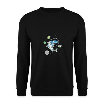 Aromantischer Hai im Weltraum - Unisex Pullover - Schwarz - Vorne - Alina (178cm) & Michal (187cm)