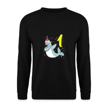 1 Jahr Alt Robbe Geburtstag - Unisex Pullover - Schwarz - Vorne - Alina (178cm) & Michal (187cm)