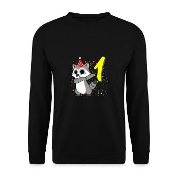 1 Jahr Alt Waschbär Geburtstag - Unisex Pullover - Schwarz - Vorne - Alina (178cm) & Michal (187cm)