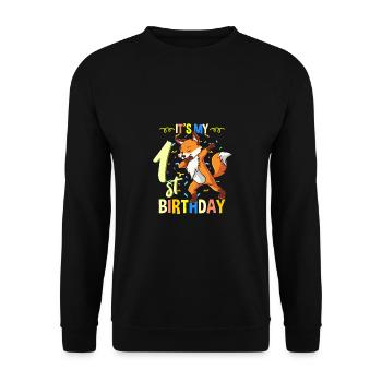 Its My 1st Birthday Dabbing Fox - Unisex Sweatshirt - black - Front - Alina (178cm) & Michal (187cm)