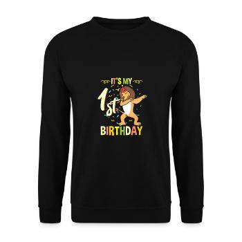 Its My 1st Birthday Dabbing Lion - Unisex Sweatshirt - black - Front - Alina (178cm) & Michal (187cm)