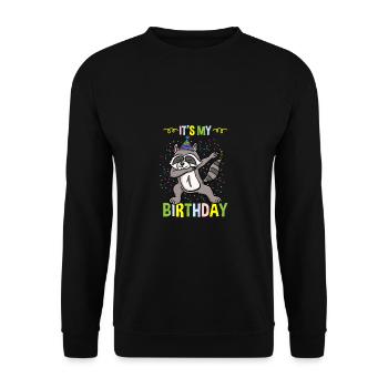 Its My 1st Birthday Waschbär - Unisex Pullover - Schwarz - Vorne - Alina (178cm) & Michal (187cm)