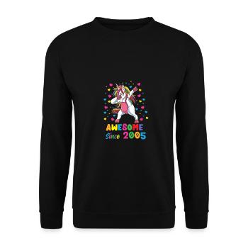Génial depuis 2005 Dabbing Unicorn 17ème anniversaire - Sweat-shirt Unisexe - noir - Devant - Alina (178cm) & Michal (187cm)