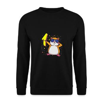 1 Year Old Dabbing Hamster Birthday - Unisex Sweatshirt - black - Front - Alina (178cm) & Michal (187cm)