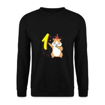 1 Jahr Alt Hamster Geburtstag - Unisex Pullover - Schwarz - Vorne - Alina (178cm) & Michal (187cm)