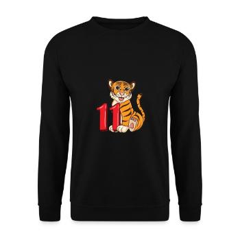 11 birthday Zoo Tiger 11 years old - Unisex Sweatshirt - black - Front - Alina (178cm) & Michal (187cm)