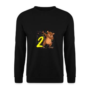 2 years old beaver animal birthday - Unisex Sweatshirt - black - Front - Alina (178cm) & Michal (187cm)