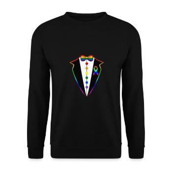 LGBT Tuxedo Gay Bachelor Party - Unisex Sweatshirt - black - Front - Alina (178cm) & Michal (187cm)