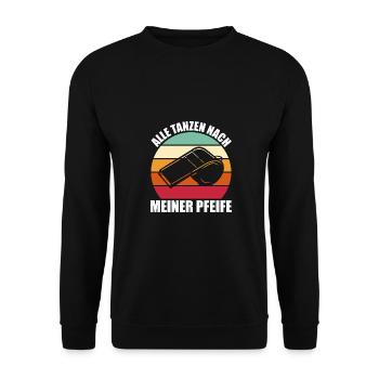 Schiedsrichter Pfeife Sport Schiri Geschenk - Unisex Pullover - Schwarz - Vorne - Alina (178cm) & Michal (187cm)