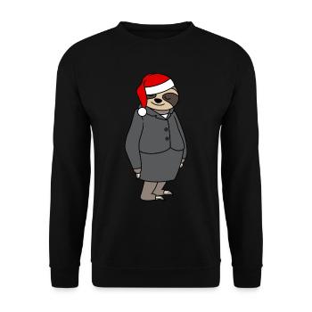 Sloth Woman Bureau Chapeau de Noël Père Noël - Sweat-shirt Unisexe - noir - Devant - Alina (178cm) & Michal (187cm)