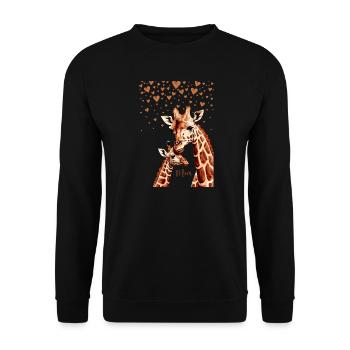 Mother Giraffe and her Baby, Mother’s Day Gift - Sweat-shirt Unisexe - noir - Devant - Alina (178cm) & Michal (187cm)