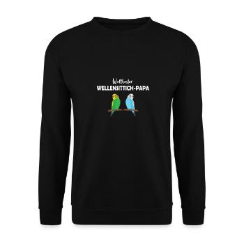 Weltbester Wellensittich-Papa - Unisex Pullover - Schwarz - Vorne - Alina (178cm) & Michal (187cm)