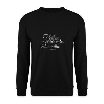 Früher war mehr Lametta - Unisex Pullover - Schwarz - Vorne - Alina (178cm) & Michal (187cm)
