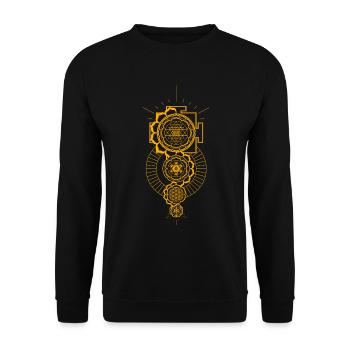 Cube de Metatron Sri Yantra Fleur de Vie Sacrée - Sweat-shirt Unisexe - noir - Devant - Alina (178cm) & Michal (187cm)