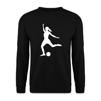 Damen Fussballspielen Herren Fussball Fussballer - Unisex Pullover - Schwarz - Vorne - Alina (178cm) & Michal (187cm)