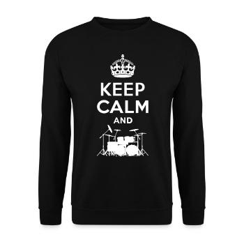 Keep Calm - Schlagzeug - Drums - Unisex Pullover - Schwarz - Vorne - Alina (178cm) & Michal (187cm)