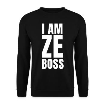 I am ZE BOSS (blanc) cadeau collègue chef bureau - Sweat-shirt Unisexe - noir - Devant - Alina (178cm) & Michal (187cm)