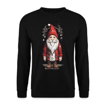 Gnome de Noël rétro à Noël - Sweat-shirt Unisexe - noir - Devant - Alina (178cm) & Michal (187cm)