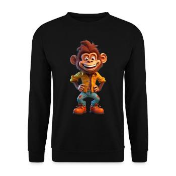 Johnny Boy der lässige Affe - Unisex Pullover - Schwarz - Vorne - Alina (178cm) & Michal (187cm)
