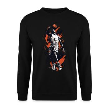 Basketball Game Action Aesthetic Streetwear - Unisex Sweatshirt - black - Front - Alina (178cm) & Michal (187cm)
