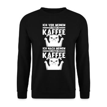 Suivez-moi devant mon premier café - Sweat-shirt Unisexe - noir - Devant - Alina (178cm) & Michal (187cm)
