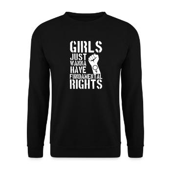 Mädchen möchten Grundrechte-Hemd gerade haben - Unisex Pullover - Schwarz - Vorne - Alina (178cm) & Michal (187cm)