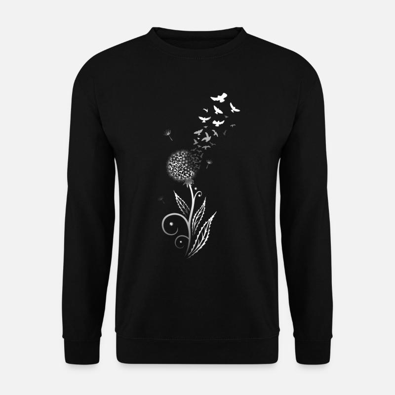 Löwenzahn. Pusteblume mit Vogelschwarm. - Unisex Pullover - Schwarz
