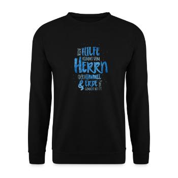 Meine Hilfe Kommt Vom Herrn - Unisex Pullover - Schwarz - Vorne - Alina (178cm) & Michal (187cm)
