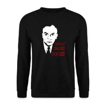 Nein Doch Ooh Spruch Motiv - Unisex Pullover - Schwarz - Vorne - Alina (178cm) & Michal (187cm)