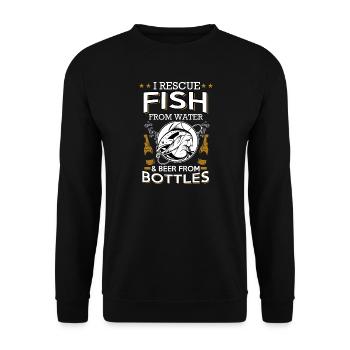 I rescue fish and beer - cadeaux pêcheur - pêche - Sweat-shirt Unisexe - noir - Devant - Alina (178cm) & Michal (187cm)