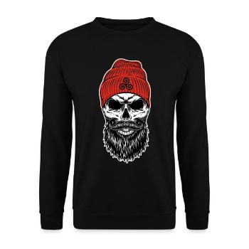 Bonnet Rouge Tête de mort avec Triskell - Sweat-shirt Unisexe - noir - Devant - Alina (178cm) & Michal (187cm)