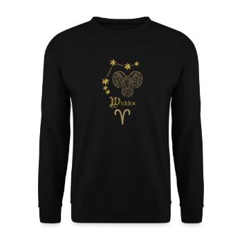 Astrologisches Sternzeichen Widder - Gold - Unisex Pullover - Schwarz - Vorne - Alina (178cm) & Michal (187cm)