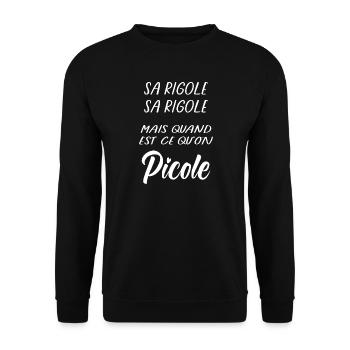 Sa rigole mais quand Picole on (blanc) - Sweat-shirt Unisexe - noir - Devant - Alina (178cm) & Michal (187cm)