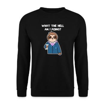 Animal Sloth Relax Jungle Dweller Statement - Unisex Sweatshirt - black - Front - Alina (178cm) & Michal (187cm)
