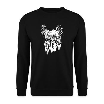 Chinese Crested Dog Kopf "Black Edition" - Unisex Pullover - Schwarz - Vorne - Alina (178cm) & Michal (187cm)