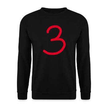 3 Nummer drei Zahl rot Geburtstag - Unisex Pullover - Schwarz - Vorne - Alina (178cm) & Michal (187cm)