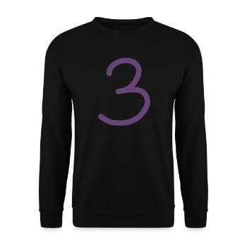 3 Nummer drei Zahl violett Geburtstag - Unisex Pullover - Schwarz - Vorne - Alina (178cm) & Michal (187cm)